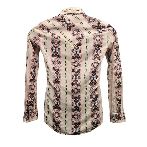 Wrangler Womens XS Western Turquois Pearl Snap Shirt Cotton Aztec Cowgirl - Picture 2 of 9
